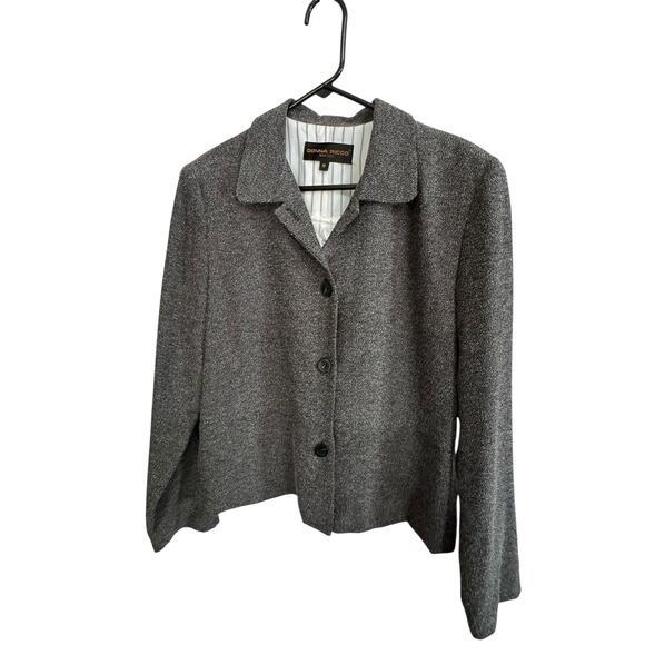 Donna Ricco NY Women's Black White Salt Pepper Button Up Blazer Size 12 NEW - Picture 1 of 10